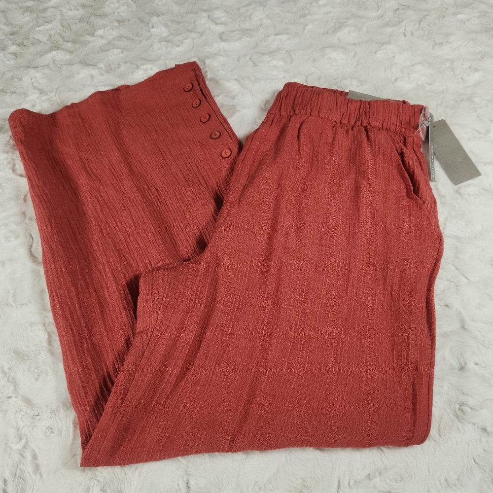 New Soft Surroundings Oceo Gauze Wide-Leg Pants
